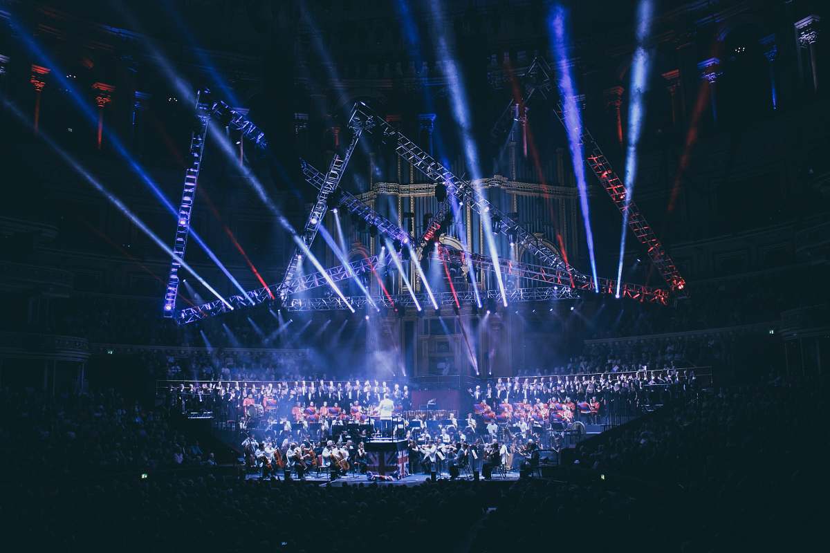 royal albert hall people playing musical instruments on stage london